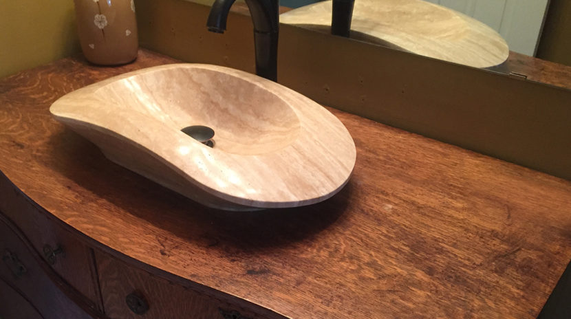 Dresser Into A Handsome Bathroom Vanity, Wooden Sink Bowl Turning